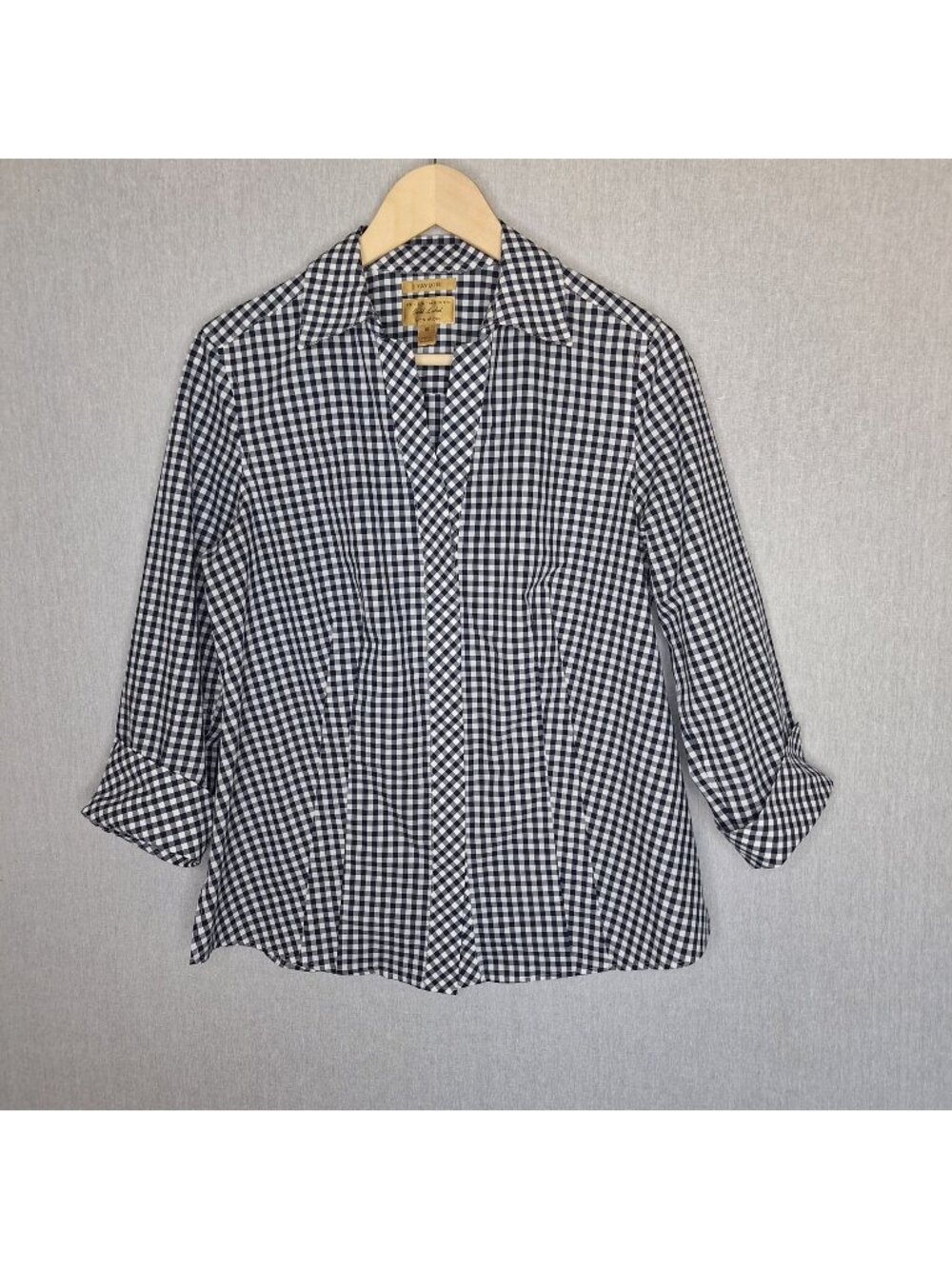 💙 Taylor Gold Label Non Iron Cotton Button Up Shirt Size 10 Plaid Preppy Busine